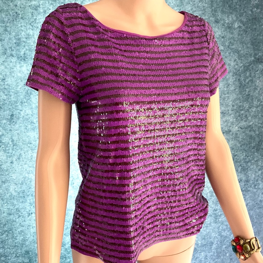 J CREW Sequin top Sz S Purple